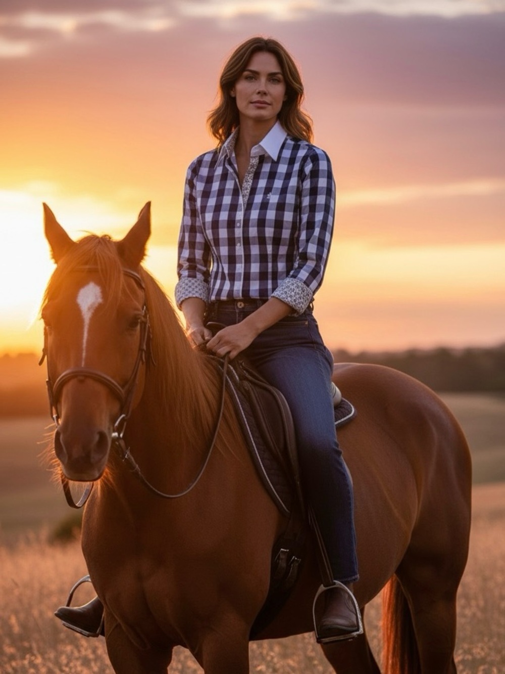 Fior Da Liso Raphael II Equestrian Checkered Shirt Size 12